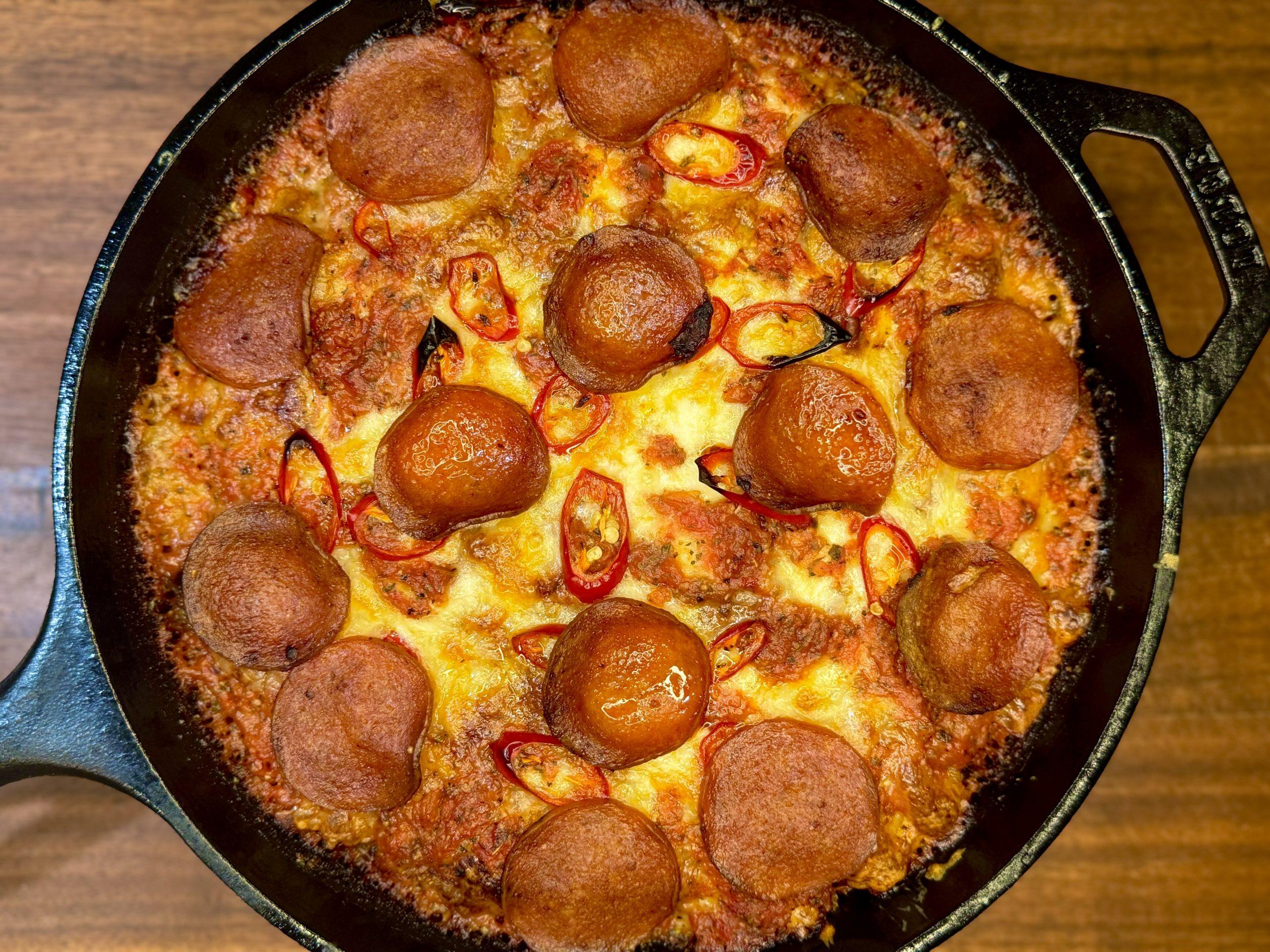 Crispy, Fluffy Cast Iron Pan Pizza