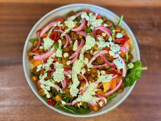 Crispy Massala Chickpea & Charred Pepper Salad