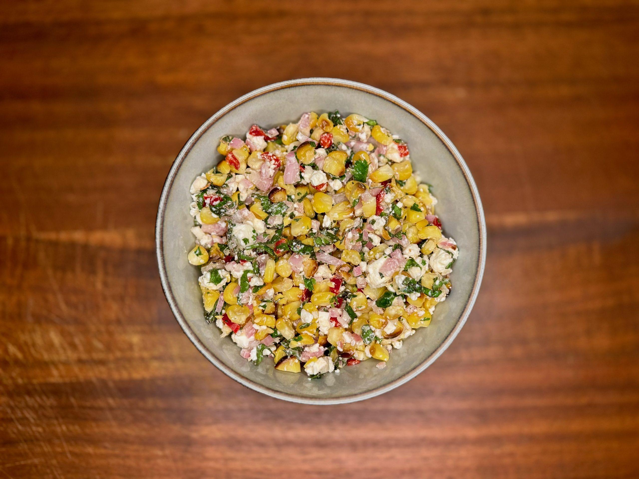 BBQ Grilled Corn, Feta and Chilli Salad